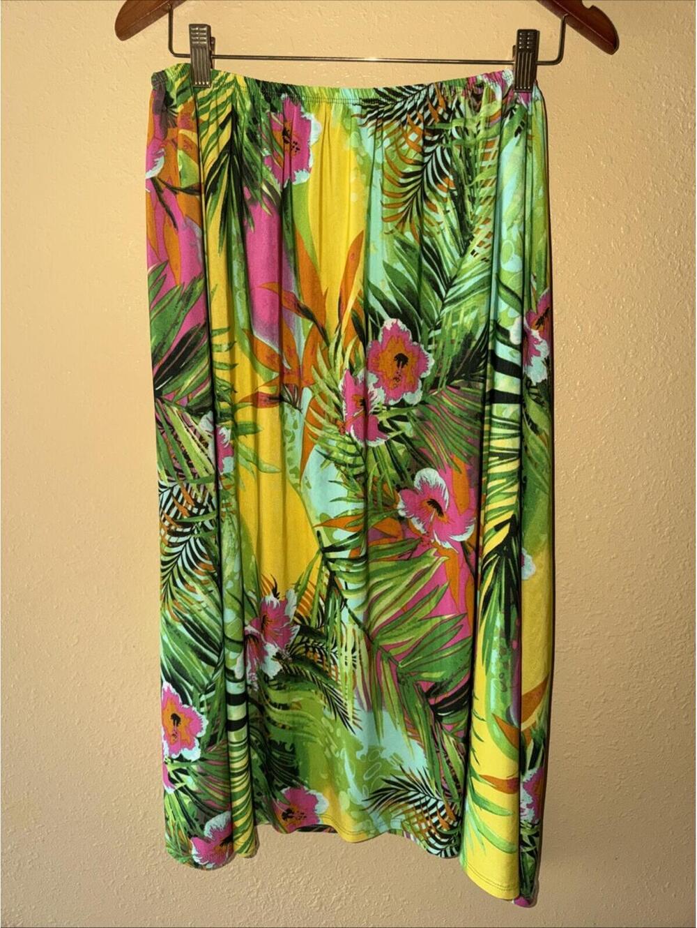 Sanctuarie Designs Womens Floral Tropical Colorful Elastic Waist Skirt Size 3x/4